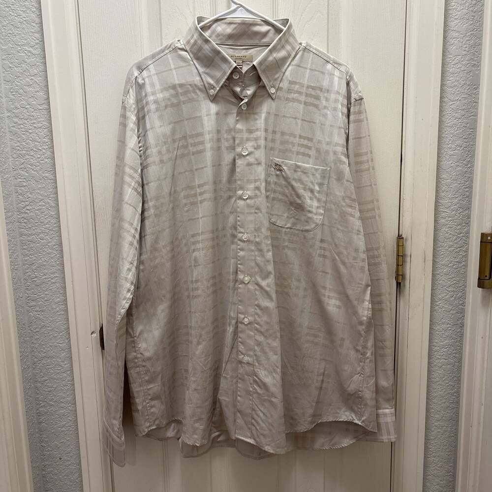 Burberry London Classic Nova Check Button-Down‎ Shirt Beige Plaid Dress shirt